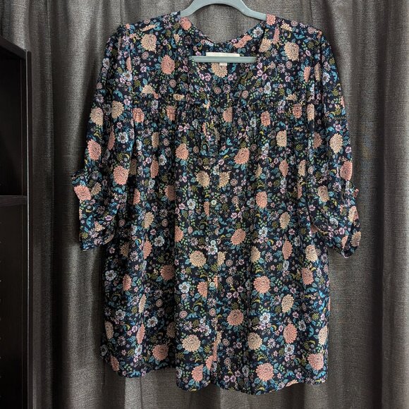 LOFT Floral Print Blouse - Picture 1 of 4